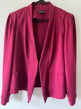City Chic Women's Burgundy Hook Front Blazer Jacket